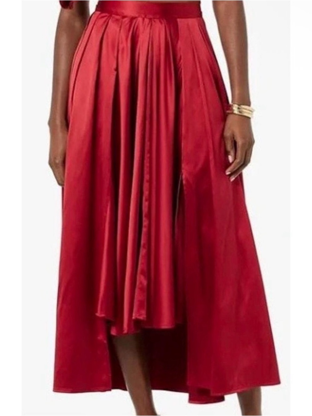 Making The Cut Red Satin High Low Maxi Skirt Women's Medium NWT
